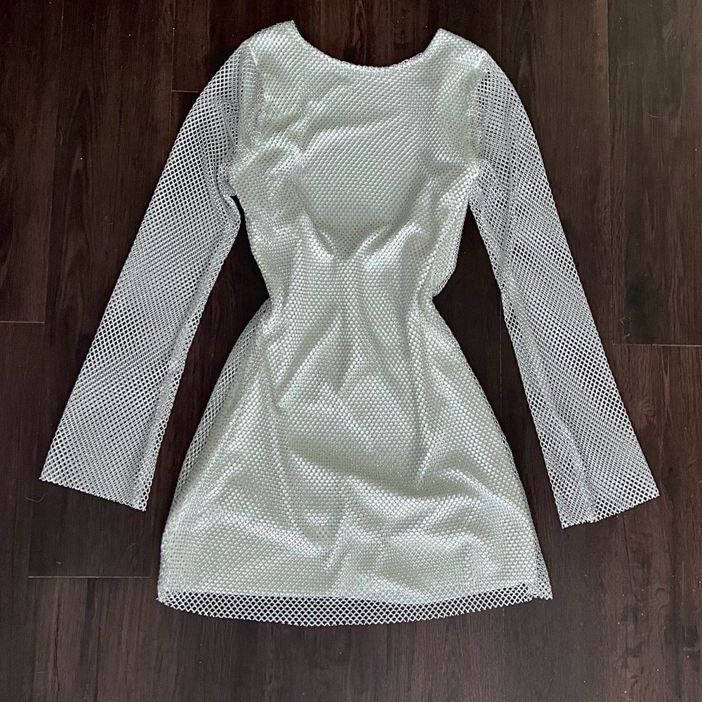NWT 12th Tribe Anna White Rhinestone Mesh Dress